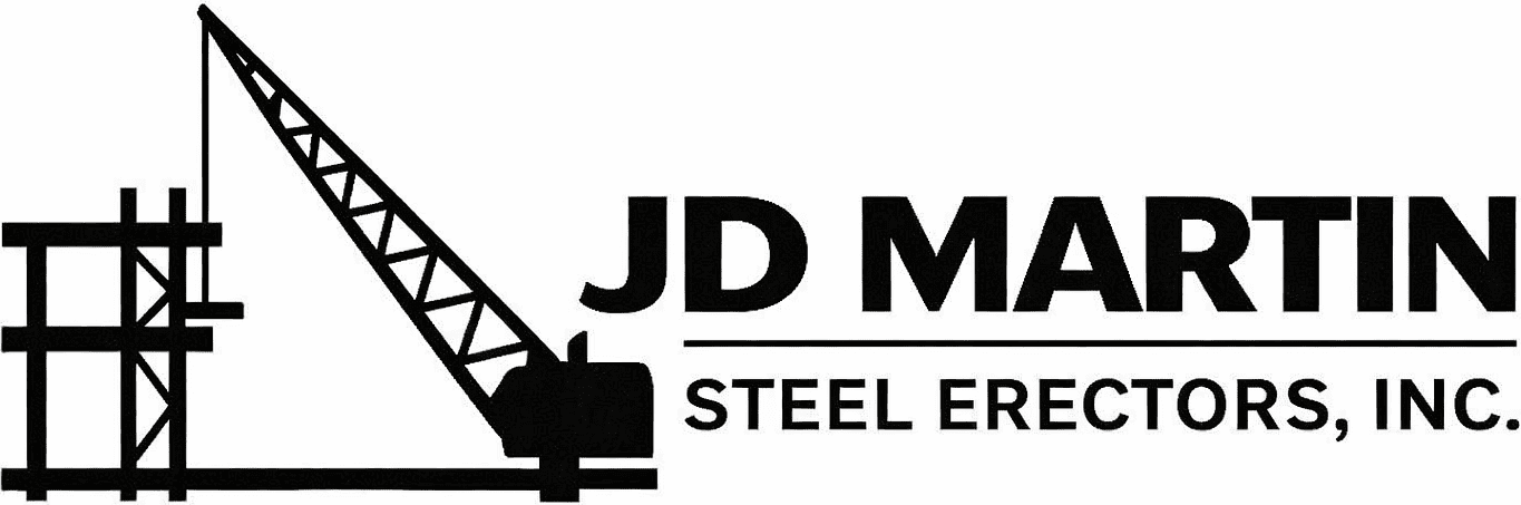 Logo featuring a welding torch and bold text for JD Metal Steel Erection.